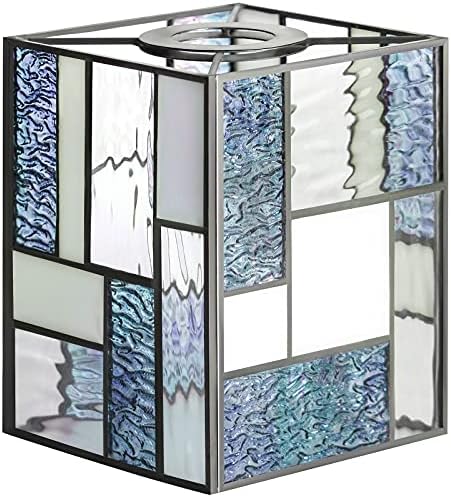 ARTZONE Tiffany Lamp Shade[W5" x H6"] Handmade Stained Glass Shade for Lampshade Replacement/Chandelier/Pendant Lighting/Wall Sconces/Table Lamp/Floor Light(Blue)