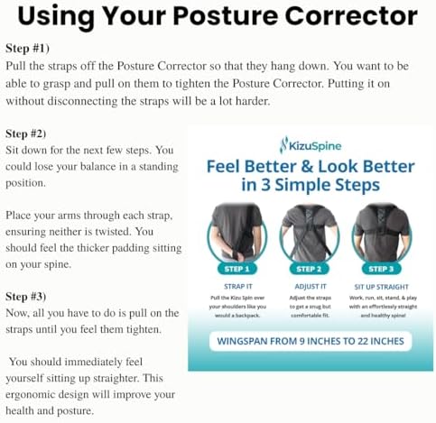 Kizu Spine Posture Corrector for Women and Men, Upper Back Brace Support