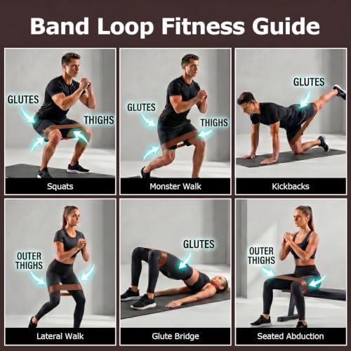 6-Pack Premium Natural Rubber Thickened Workout Resistance Bands Set for Home Gym & Physical Therapy, Anti-Snap Durable Exercise Bands for Full Body Strength Training, Legs, Glutes, Multi-Level