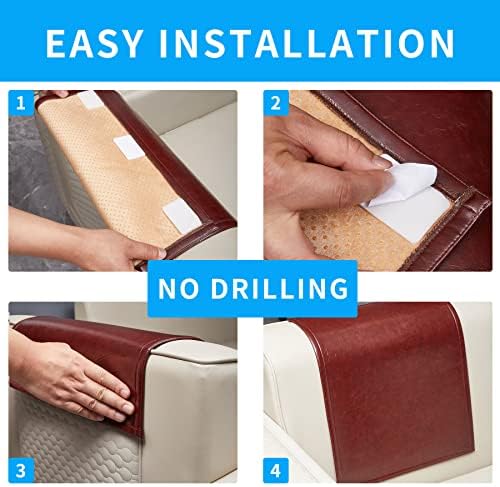 Non Slip Recliner Headrest Protector Washable Faux Leather Headrest Covers for Recliner Chair Waterproof Couch Head Rest Covers for Sofa,Furniture,Office Chair,Theater Seat (Maroon)