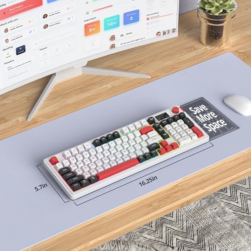 Fogruaden 96% Wireless Quiet Silent Gaming Keyboard with Number Pad & Knob, Mechanical Feel, Spill-Resistant, Multimedia Keys, Wired/BT/2.4G, USB Rechargeable Membrane Computer Keyboard for Win/Mac