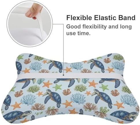 2 Pcs Car Neck Support Pillow Sea Turtle Ergonomic Headrest with Breathable Removable Cover for Driving