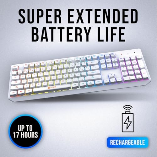 KLIM Wireless Gaming Keyboard RGB - Rechargeable Water-Resistant Backlit