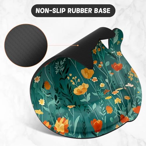 Ergonomic Mouse Pad with Wrist Rest, Cute Cat Memory Foam Padded Pain Relief Non-Slip Wrist Support Mouse Mat for Gaming Work Computer Laptop, Funny Office Supplies Desk Accessory, Cute Flower