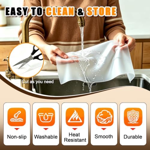 Silicone Mat, 25"x 92" Silicone Mats for Kitchen Counter, Waterproof Heat Resistant Mat, Extra Large Countertop Protector, Nonstick Baking Mat - Translucent