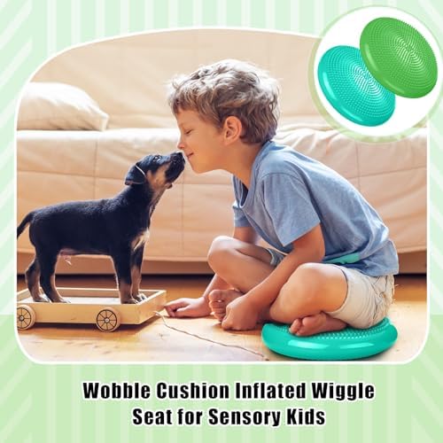 Silipull 2 Pcs Wiggle Seat Inflated Wobble Cushion Flexible Balance Disc with Air Pump for Core Stability Strengthening Improving Posture Physical Exercise