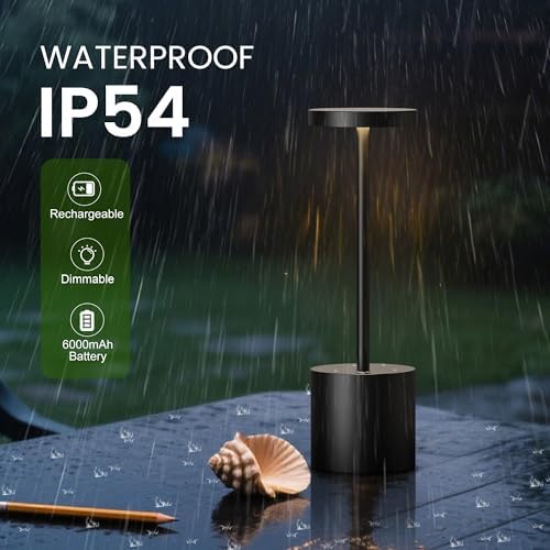 SAKRINGT Cordless Table Lamp Rechargeable,5000mAh Battery Operated Portable LED Table Light,Dimming Desk Lamp for Patio/Restaurant/Outdoor