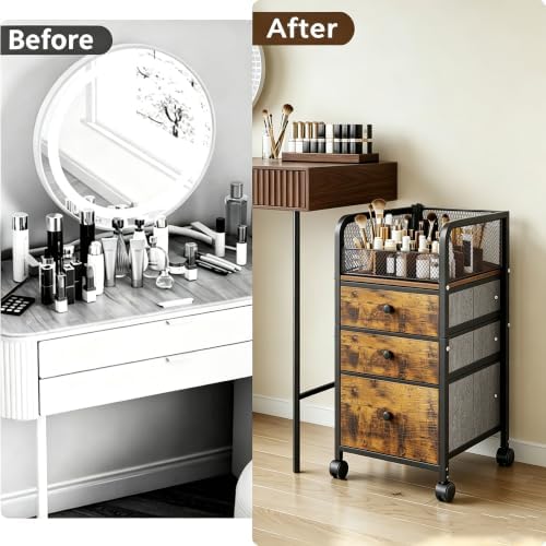 Rolling Makeup Vanity Cart Makeup Organizer with Drawers