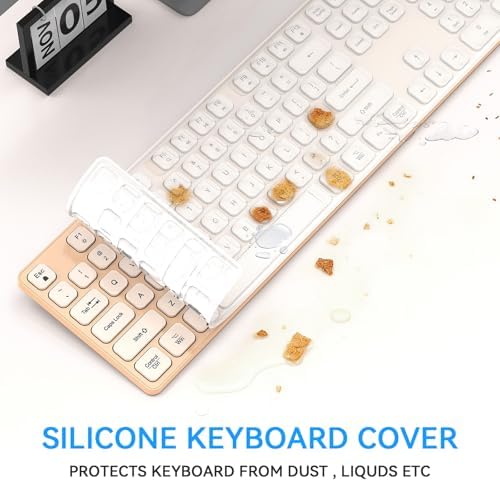 Rechargeable Wireless Keyboard for Mac and Windows, Ultra Slim 2.4GHz Full-Size Keyboard with Low-Profile Quiet Keys, Compatible with PC, Laptop, Windows 11/10/8/7 (Milk Tea)