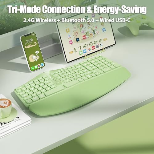 Split Ergonomic Keyboard Wireless with Cushioned Wrist & Palm Rest