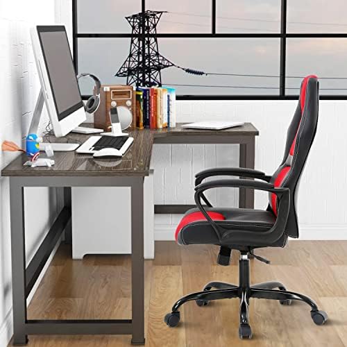 Red Gaming Chair for Kids, Ergonomic Office Chair Computer Chair with Adjustable High Back & Armrest, PU Leather Gamer Chair with 360°Swivel, Heavy Duty Gaming Chairs for Adults, Teens