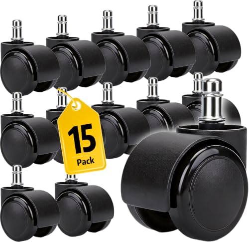 2 Inch Office Chair Wheels, Premium Set of 15 Roller Wheels Heavy Duty Casters, Chair Wheels Replacement for Most Floors, Easy to Install (Not for IKEA)