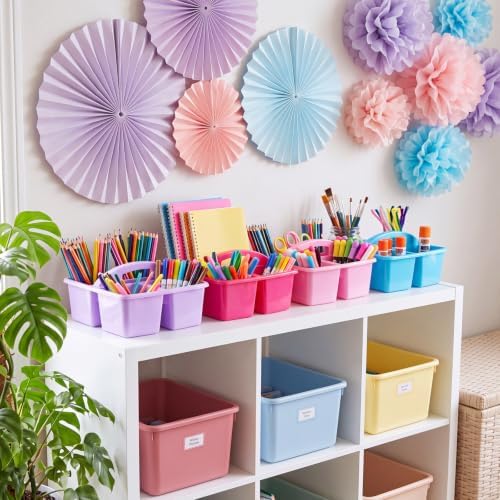Kathfly 4 Pack Classroom Caddy Organizer with Handle Bulk, Purple Pink