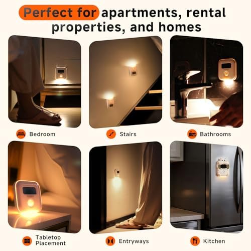 Motion Sensor Night Light: Solar Night Light Indoor with No Charging Needed, Magnetic Wall Mount or Tabletop, 3000K Soft Warm Light for Bedroom, Bathroom, Hallways, Stairway