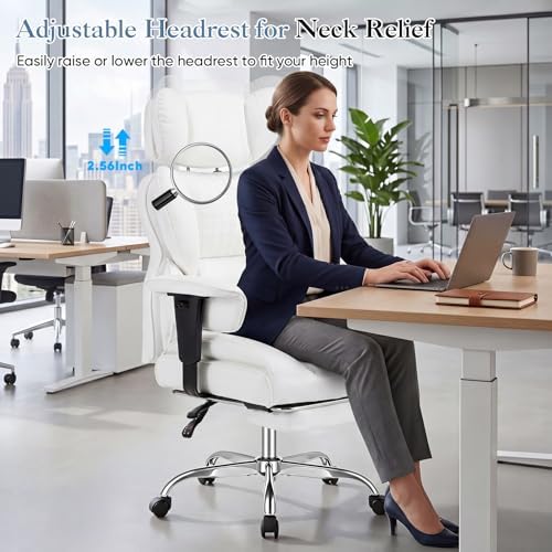 DUMOS Big and Tall Home Office Desk Chair, Executive Chair with Footrest