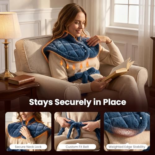 BOB AND BRAD Heating Pad for Neck, Shoulders and Back, FSA Eligible HSA Eligible Electric Heat Pad, Edge-Weighted Design, Fast Heating, ETL Certified, Gift for Women Men 24"x33"