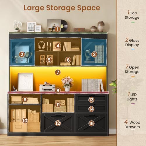 SEDETA 69" L Shaped Gaming Standing Desk with 4 Drawers, Storage Bookshelf