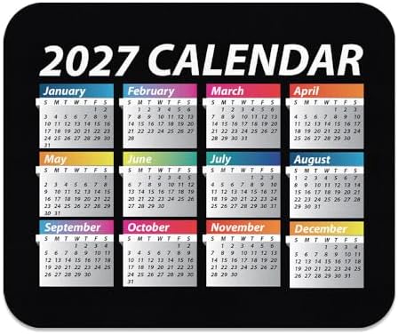 WIRESTER Non-Slip Rectangle Mousepad, Year 2027 Calendar Mouse Pad for Home, Office and Gaming Desk