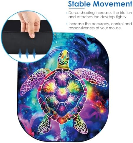 Small Mouse Pad，Mini Mouse Pad 6 x 7 Inch，for Laptop Keyboard Tray Wireless Mouse Home Office Travel，with Non-Slip Rubber Base, Waterproof Mouse Mat，Sea Turtle