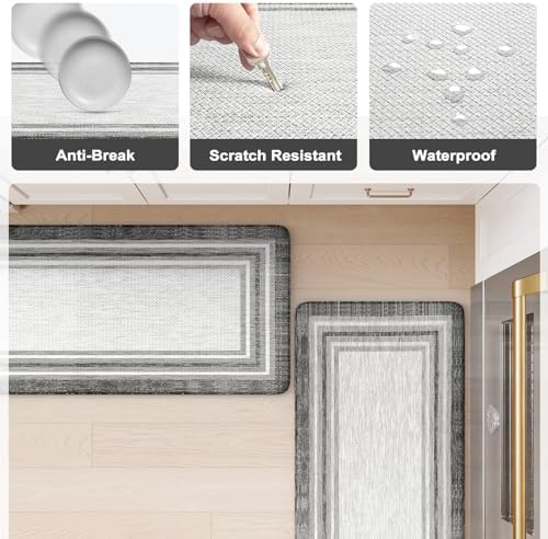 KIMODE Anti Fatigue Kitchen Mats for Floor 2 Piece, Farmhouse Kitchen Rugs