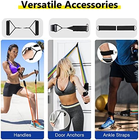 Resistance Bands Set, Workout Bands with Handles, 5 Levels