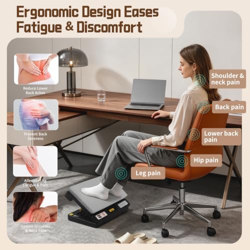Foot Rest Under Desk at Work, Angle Adjustable, 1.18" Leather Thick pad
