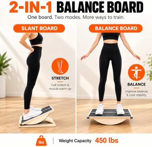 MUCITAGF 2-in-1 Slant Board for Calf Stretching & Balance Training