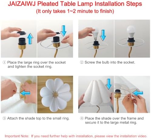 Gold Pleated Table Lamp, Modern Bedside Lamp with Wavy Scalloped Shade