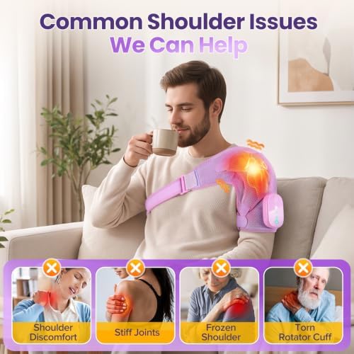 Cordless Shoulder Heating Pad with Massage, Heated Shoulder Massager