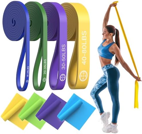 Exercise Bands，Set of 6 Resistance Bands for Working Out,Pull Up Bands Set,at Home Workout Equipment,Instruction Guide and Carry Bag Included