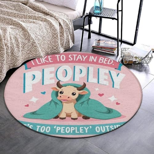 Circular Rugs Large Modern Round Area Rug Fashion Decor Mat for Home Office Cute Funny Highland Cow