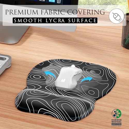 MROCO Ergonomic Mouse Pad Gel Wrist Rest, 9.4 x 8.1 in, Black Topographic