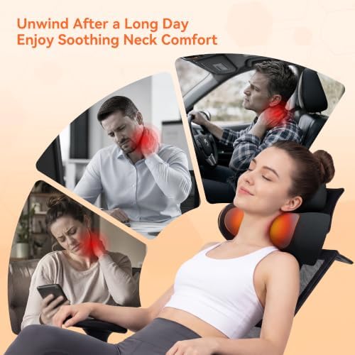 3 in-1 Cordless Neck Massager Pillow with Heat, Vibration & Traction