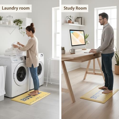 MSJGA Butter Rug Kitchen Rugs Floor Cushioned Anti-Fatigue Mat 17.3"x28"