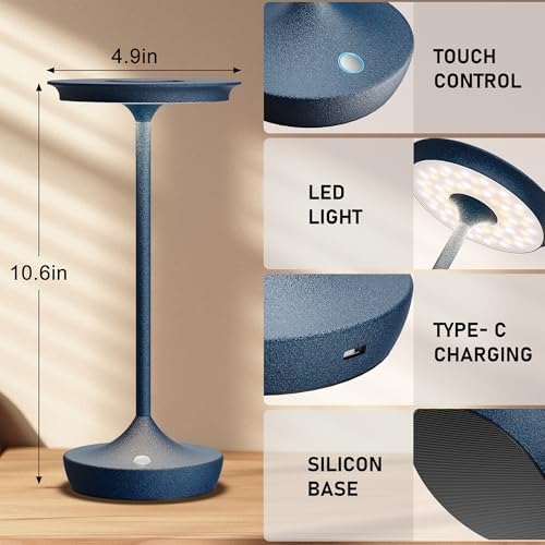 LED Cordless Table Lamp 6000mAh Rechargeable Battery Outdoor Light Blue