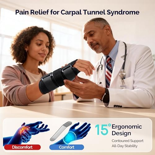 FEATOL 2 Pack Wrist Brace for Carpal Tunnel Relief, Adjustable Wrist Support Brace with Metal Splints Both Hands , Hand Support for Arthritis, Tendonitis, Sprain, Injuries, Wrist Pain, Right and Left (2 Pack (R and L)-Black, Medium/Large (Pack of 1))