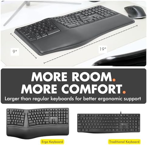 X9 Wireless Ergonomic Keyboard with Cushioned Wrist Support - Type Comfortably Longer - Wireless Split Keyboard for Laptop, PC & Chrome Computer with 110 Ergo Keys & 5ft Cable
