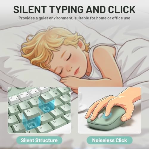 Wireless Keyboard and Mouse Combo Silent Ergonomic Curved Design for Office