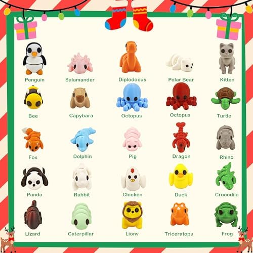 25 pcs 3D Printed Animal Figurines, Mini Articulated Animal Figurines Toys