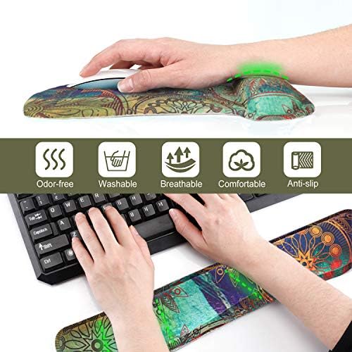 ToLuLu Keyboard Pad Wrist Rest Mouse Pad, Gel Ergonomic Mouse Pads Wrist Support for Computer Laptop Home Office, Mousepad Keyboard Wrist Support Memory Foam for Easy Typing Pain Relief, Mandala Arts