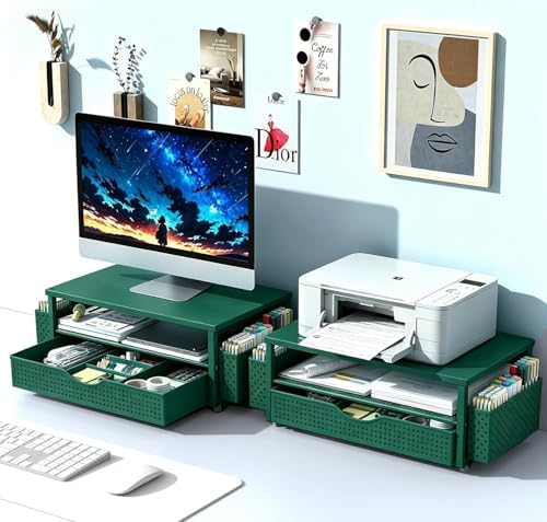 Spacrea Desk Organizers and Accessories, Printer Stand with Storage, Green