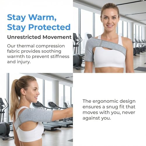 YARNOW Shoulder Support Brace Adjustable Straps Fitness Wrap for Left or Right Shoulder Breathable Compression Sleeve for Sports Exercise Men and Women