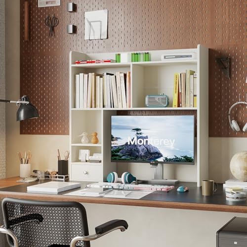 ChooChoo Desktop Bookshelf, 36.4" DormDesk Hutch with 5 Shelves