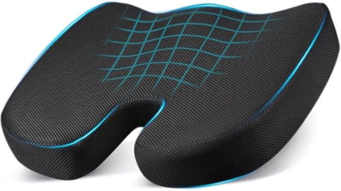DITSONEO Memory Foam Seat Cushion for Office Chairs & Car Seat, Anti-Slip Ergonomic Chair Cushion for Pressure Relief, Back Support