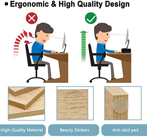 TEAMIX 2-Pack Monitor Stand Riser 20 inch, Wood Desk Computer Shelf, Maple