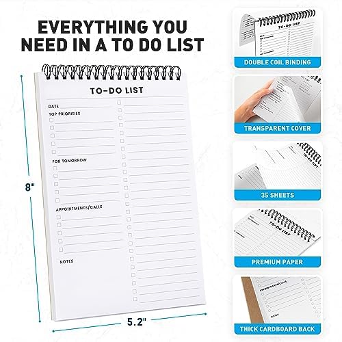 To Do List Notepad 6 Pack: Has Multiple Functional Sections, Daily Planner