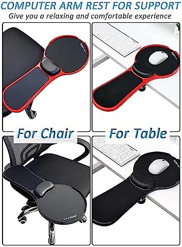 LL-COEUR Memory Foam Arm Support Wrist Rest for Table and Chair, Ergonomic Armrest Desk Extender, Multifunctional Computer Mouse Pad (Black)