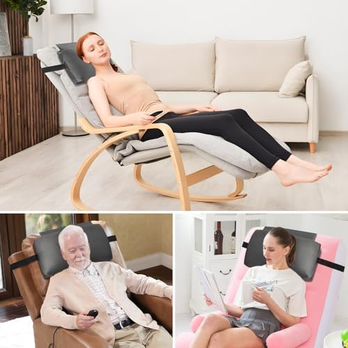 Head Recliner Pillow Adjustable Shredded Memory Foam Headrest Pillows for Recliner Chairs,Non-Slip Velvet Cushion for Pain Relief Neck Support Pillow for Travel Home Sofa Armchair with Zipper Cover