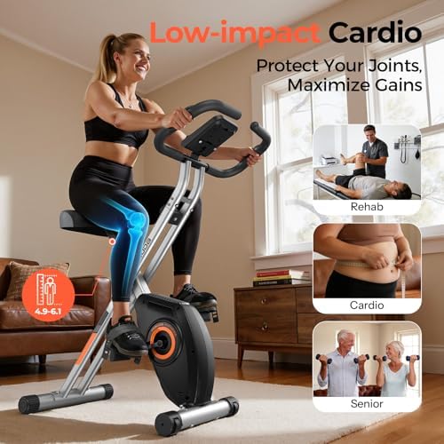 YOSUDA Folding Exercise Bike, 5 IN 1 Foldable Stationary Bike for Seniors