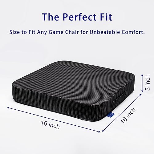 Ifoam Gel Infused Memory Foam Layer Wheelchair Cushion - Seat Cushion for Wheelchair-Office Chair, Kitchen Chair-Pressure Sore and Tailbone Pain Relief-High Dense Polyfoam Base (Black, 16×16×3 inch)